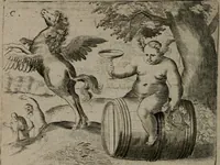 Picture 11 of 76 from Toonneel des menschelikken levens : Of de vernieuwde gulden winkel ; waer in door poëtische, historische, morale, en schriftuurlikke leeringen, den mensche vertoont werdt, hoedanigh hy zijn leven, handel, en wandel, zediglik, eerbaarlik en vermakelik fal overbrengen (1661), leaf 39