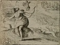An illustration from Toonneel des menschelikken levens : Of de vernieuwde gulden winkel ; waer in door poëtische, historische, morale, en schriftuurlikke leeringen, den mensche vertoont werdt, hoedanigh hy zijn leven, handel, en wandel, zediglik, eerbaarlik en vermakelik fal overbrengen (1661)