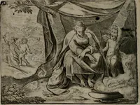 An illustration from Toonneel des menschelikken levens : Of de vernieuwde gulden winkel ; waer in door poëtische, historische, morale, en schriftuurlikke leeringen, den mensche vertoont werdt, hoedanigh hy zijn leven, handel, en wandel, zediglik, eerbaarlik en vermakelik fal overbrengen (1661)