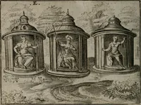 Picture 17 of 76 from Toonneel des menschelikken levens : Of de vernieuwde gulden winkel ; waer in door poëtische, historische, morale, en schriftuurlikke leeringen, den mensche vertoont werdt, hoedanigh hy zijn leven, handel, en wandel, zediglik, eerbaarlik en vermakelik fal overbrengen (1661), leaf 51