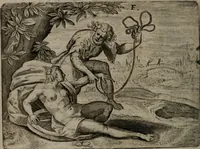 An illustration from Toonneel des menschelikken levens : Of de vernieuwde gulden winkel ; waer in door poëtische, historische, morale, en schriftuurlikke leeringen, den mensche vertoont werdt, hoedanigh hy zijn leven, handel, en wandel, zediglik, eerbaarlik en vermakelik fal overbrengen (1661)