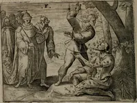 An illustration from Toonneel des menschelikken levens : Of de vernieuwde gulden winkel ; waer in door poëtische, historische, morale, en schriftuurlikke leeringen, den mensche vertoont werdt, hoedanigh hy zijn leven, handel, en wandel, zediglik, eerbaarlik en vermakelik fal overbrengen (1661)