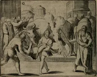 Picture 28 of 76 from Toonneel des menschelikken levens : Of de vernieuwde gulden winkel ; waer in door poëtische, historische, morale, en schriftuurlikke leeringen, den mensche vertoont werdt, hoedanigh hy zijn leven, handel, en wandel, zediglik, eerbaarlik en vermakelik fal overbrengen (1661), leaf 73