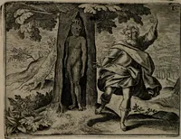 An illustration from Toonneel des menschelikken levens : Of de vernieuwde gulden winkel ; waer in door poëtische, historische, morale, en schriftuurlikke leeringen, den mensche vertoont werdt, hoedanigh hy zijn leven, handel, en wandel, zediglik, eerbaarlik en vermakelik fal overbrengen (1661)