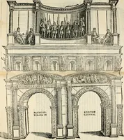 An illustration from Torelli Saraynae Veronensis leg. doct. De origine et amplitudine ciuitatis Veronæ : eiusdem de viris illustribus antiquis veronensibus, de his, qui potiti fuerunt dominio ciuitatis Veronæ, de monumentis antiquis vrbis, & agri veronensis, de interpretatione litterarum antiquarum : index præterea huius operis in calce additus est (1540)