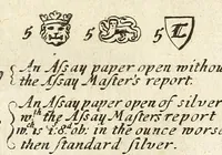 Picture 4 of 4 from A touch-stone for gold and silver wares. Or, a manual for goldsmiths, and all other persons, whether buyers, sellers, or wearers of any manner of goldsmiths work... Together with the several statutes now in force for regulating abuses committed in that craft. And the Charter of the Goldsmiths Incorporation taken from the Record and truly rendred into English. To which is annexed the laws in force against brass hilts, and brass buckles, etc. And directions for discovering the counterfeit coyn of this kingdom. And also a catalogue of the forraign coyns, with the particular weights, allay, and value of each coyn (1677), leaf 73