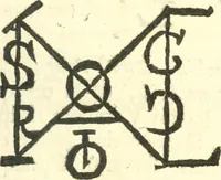 An illustration from Tractatus de siglis veterum omnibus elegantioris literaturae amatoribus utilissimus, in quo continentur quae ad interpretationem numismatum, inscriptionum, juris et fere omnium artium requiruntur, cujus subsidio facile literae explicari possunt (1703)
