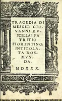 An illustration from Tragedia di messer Giovanni Rvscellai patritio fiorentino, intitolata Rosmvnda (1530)