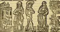 An illustration from Tragicomedia de Calisto y Melibea : en la qual se contiene de mas de su agradable y dulce estilo muchas sentencias filosofales : y avisos muy necessarios para mancebos : mostrandoles los engaños q estan encerrados en seruientes [sic] y alcahuetas : y nuevamente añadidos el tractado de Centurio (1502)