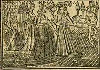 An illustration from Tragicomedia de Calisto y Melibea : en la qual se contiene de mas de su agradable y dulce estilo muchas sentencias filosofales : y avisos muy necessarios para mancebos : mostrandoles los engaños q estan encerrados en seruientes [sic] y alcahuetas : y nuevamente añadidos el tractado de Centurio (1502)