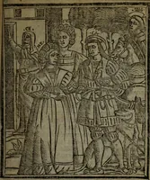 An illustration from Tragicomedia de Calisto y Melibea : enla qual se co[n]tiene de mas de su agradable [y] dulce estilo, muchas sente[n]cias filosofales [y] auisos muy necessarios para ma[n]cebos, mostra[n]doles los engaños q[ue] esta[n] encerrados en seruientes [y] alcahuetas, [y] nueuame[n]te añadido el tractado d[e] ce[n]turio (1534)