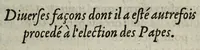 An illustration from Traicté sommaire de l'election des papes : plus le plan du conclaue, & vne liste des cardinaux qui s'y sont trouuez : de l'election du Pape Leon XI & de son decés : plus a esté adioustée l'election de N.S.P. le pape Paul V / (1605)