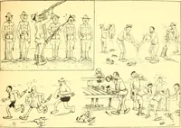 An illustration from Training for the trenches; a book of humorous cartoons on a serious subject (1917)