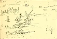 An illustration from Training for the trenches; a book of humorous cartoons on a serious subject (1917)