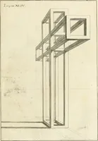 An illustration from Traité de perspective a l'usage des artistes : où l'on démontre géométriquement toutes les pratiques de cette science, & où l'on enseigne, selon la méthode de M. le Clerc, à mettre toutes sortes d'objets en perspective, leur reverbération dans l'eau, & leurs ombres, tant au soleil qu'au flambeau (1750)