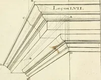 An illustration from Traité de perspective a l'usage des artistes : où l'on démontre géométriquement toutes les pratiques de cette science, & où l'on enseigne, selon la méthode de M. le Clerc, à mettre toutes sortes d'objets en perspective, leur reverbération dans l'eau, & leurs ombres, tant au soleil qu'au flambeau (1750)