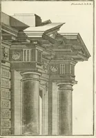 An illustration from Traité de perspective a l'usage des artistes : où l'on démontre géométriquement toutes les pratiques de cette science, & où l'on enseigne, selon la méthode de M. le Clerc, à mettre toutes sortes d'objets en perspective, leur reverbération dans l'eau, & leurs ombres, tant au soleil qu'au flambeau (1750)