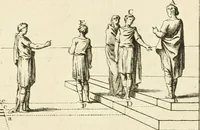An illustration from Traité de perspective a l'usage des artistes : où l'on démontre géométriquement toutes les pratiques de cette science, & où l'on enseigne, selon la méthode de M. le Clerc, à mettre toutes sortes d'objets en perspective, leur reverbération dans l'eau, & leurs ombres, tant au soleil qu'au flambeau (1750)