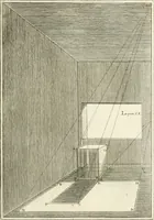 An illustration from Traité de perspective a l'usage des artistes : où l'on démontre géométriquement toutes les pratiques de cette science, & où l'on enseigne, selon la méthode de M. le Clerc, à mettre toutes sortes d'objets en perspective, leur reverbération dans l'eau, & leurs ombres, tant au soleil qu'au flambeau (1750)