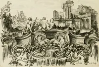 An illustration from Traité de perspective a l'usage des artistes : où l'on démontre géométriquement toutes les pratiques de cette science, & où l'on enseigne, selon la méthode de M. le Clerc, à mettre toutes sortes d'objets en perspective, leur reverbération dans l'eau, & leurs ombres, tant au soleil qu'au flambeau (1750)