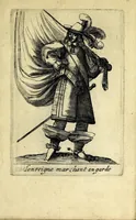 An illustration from Traité de l'exercice militaire : ou est l'instruction des jeux de toutes sortes d'armes, & celuy du drapeau : auec vne methode tres-facile pour faire faire l'exercice aux soldats, & dresser toutes sortes de bataillons : ensemble les deuoirs des generaux d'armée, des majors, capitaines, lieutenans, enseignes, sergens, caporaulx, ansepassades, des soldats, & plusieurs autres discours de l'art militaire (1650)