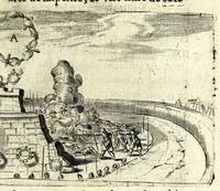 An illustration from Traité des feux artificiels pour la guerre et pour la recreation : auec plusieurs belles obseruations, abregez de geometrie, fortifications, horloges solairs, & exemples d'arithmetique (1640)