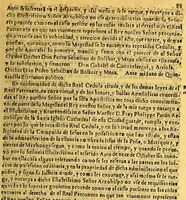 An illustration from Traslado de vna consulta fecha a los illustrissimos señores auxiliares por el illustrissimo señor maestro D. fray Phelippe Pardo arzobispo de Manila : metropolitano destas islas mi señor, de las respuestas de sus illustrissimas, y de la prouision real, que dió motiuo a dicha consulta, que manda imprimir su illustrissima mi señor por no dar lugar el tiempo a escriuir los traslados necessarios (1687)