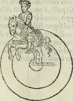 An illustration from Trattato dell'imbrigliare, maneggiare, et ferrare cavalli : diviso in tre parti, con alcvni discorsi sopra la natura di caualli, con disegni di briglie, maneggi, & di caualieri a cauallo, & de ferri d'esso (1556)