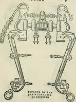 An illustration from Trattato dell'imbrigliare, maneggiare, et ferrare cavalli : diviso in tre parti, con alcvni discorsi sopra la natura di caualli, con disegni di briglie, maneggi, & di caualieri a cauallo, & de ferri d'esso (1556)