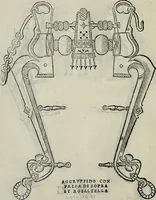 An illustration from Trattato dell'imbrigliare, maneggiare, et ferrare cavalli : diviso in tre parti, con alcvni discorsi sopra la natura di caualli, con disegni di briglie, maneggi, & di caualieri a cauallo, & de ferri d'esso (1556)