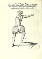 An illustration from Trattato dello schermo d'Angelo Vizani dal Montone bolognese : nel quale discorre intorno all'eccellenza dell'armi, & delle lettere, & intorno all'offesa, & difesa : et insegna vno schermo di spada sola sicuro, e singolare : con vna tauola copiosissma (1588)