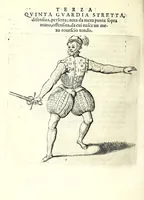 An illustration from Trattato dello schermo d'Angelo Vizani dal Montone bolognese : nel quale discorre intorno all'eccellenza dell'armi, & delle lettere, & intorno all'offesa, & difesa : et insegna vno schermo di spada sola sicuro, e singolare : con vna tauola copiosissma (1588)