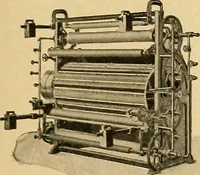 An illustration from A treatise, giving a thorough description of the properties and supply of the fibres, as well as the various processes required for converting wool, cotton, silk from fibre to finished goods, covering both woven and knit goods ... construction of the most modern improvements to preparatory machinery ... accessories relating to construction and equipment of modern textile manufacturing plants .. (1895)