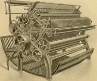 An illustration from A treatise, giving a thorough description of the properties and supply of the fibres, as well as the various processes required for converting wool, cotton, silk from fibre to finished goods, covering both woven and knit goods ... construction of the most modern improvements to preparatory machinery ... accessories relating to construction and equipment of modern textile manufacturing plants .. (1895)