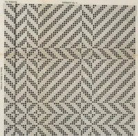 An illustration from A treatise on designing and weaving plain and fancy woolen clothes : with more than one hundred weaves of the latest and most staple and popular styles, from a two-harness plain weave up to a forty-eight harness fancy weave, accompanied by rules and calculations : together with more than thirty illustrated pick-outs or diagrams : also, directions as to the manner of reducing large and complicated designs to their lowest terms, with the cross-drawing-in-drafts for the same ; rules for picking cut samples, and other rules and tables of importance to manufacturers (1878)
