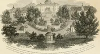 An illustration from A treatise on forming, improving, and managing country residences : and on the choice of situations appropriate to every class of purchasers, in all which the object in view is to unite in a better manner than has hitherto been done, a taste founded in nature with economy and utility, in constructing or improving mansions, and other rural buildings, so as to combine architectural fitness with picturesque effect ... : with an appendix, containing an enquiry into the utility and merits of Mr. Repton's mode of shewing effects by slides and sketches, and strictures on his opinions and practice in landscape gardening : illustrated by descriptions of scenery and buildings, by references to country seats, and passages of country in most parts of Great Britain, and by thirty-two engravings (1806)