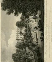 An illustration from A treatise on forming, improving, and managing country residences : and on the choice of situations appropriate to every class of purchasers, in all which the object in view is to unite in a better manner than has hitherto been done, a taste founded in nature with economy and utility, in constructing or improving mansions, and other rural buildings, so as to combine architectural fitness with picturesque effect ... : with an appendix, containing an enquiry into the utility and merits of Mr. Repton's mode of shewing effects by slides and sketches, and strictures on his opinions and practice in landscape gardening : illustrated by descriptions of scenery and buildings, by references to country seats, and passages of country in most parts of Great Britain, and by thirty-two engravings (1806)
