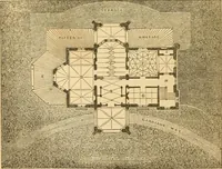 An illustration from A treatise on the theory and practice of landscape gardening, adapted to North America; with a view to the improvement of country residences. Comprising historical notices and general principles of the art, directions for laying out grounds and arranging plantations, the description and cultivation of hardy trees, decorative accompaniments to the house and grounds, the formation of pieces of artificial water, flower gardens, etc. with remarks on rural architecture .. (1841)