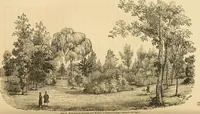 An illustration from A treatise on the theory and practice of landscape gardening, adapted to North America; with a view to the improvement of country residences. Comprising historical notices and general principles of the art, directions for laying out grounds and arranging plantations, the description and cultivation of hardy trees, decorative accompaniments to the house and grounds, the formation of pieces of artificial water, flower gardens, etc. with remarks on rural architecture .. (1841)