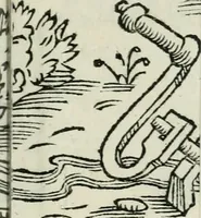 An illustration from Tre discorsi sopra il modo d'alzar acqve da' lvoghi bassi : per adacquar terreni : per leuar l'acque sorgenti & piouute dalle cãpagne, che non possono naturalmente dare loro il decorso : per mandare l'acqua da bere alle città, che n'hanno bisogno, & per altri simili vsi (1567)
