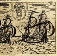 An illustration from Tre nauigationi fatte dagli Olandesi, e Zelandesi al Settentrione nella Noruegia, Moscouia, e Tartaria verso il Catai, e regno de'Sini, doue scopersero il mare di Veygatz, la Nuoua Zembla, et ... la Groenlandia. ... (1599)