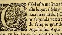 An illustration from Tres sermoens panegyricos com o mesmo thema, do grande, & mais que grande patriarcha S. Agostinho, sempre Aureo, porque sempre Aurelio; sempre Augusto, porque sempre Agostinho ... (1700)