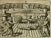 An illustration from Tripvs avrevs, hoc est, Tres tractatvs chymici selectissimi : nempe I. Basilii Valentini ... Practica vna cum 12. clauibus & appendice, ex Germanico; II. Thomæ Nortoni ... Crede mihi, seu, Ordinale, ante annos 140. ab authore scriptum, nunc ex Anglicano manuscripto in Latinum translatum, phrasi cuiusque authoris vt & sententia retenta; III. Cremeri ... Testamentum, hactenus nondum publicatum (1618)