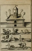 An illustration from Tripvs avrevs, hoc est, Tres tractatvs chymici selectissimi : nempe I. Basilii Valentini ... Practica vna cum 12. clauibus & appendice, ex Germanico; II. Thomæ Nortoni ... Crede mihi, seu, Ordinale, ante annos 140. ab authore scriptum, nunc ex Anglicano manuscripto in Latinum translatum, phrasi cuiusque authoris vt & sententia retenta; III. Cremeri ... Testamentum, hactenus nondum publicatum (1618)