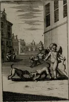 An illustration from Triumphus amoris, de cunctis universi hujus incolis actus, emblematibus ac symbolis Latinis, Italicis, Gallicis, Germanicis, oculis exhibitus. : Oder: Die über den gantzen Erd-cräisz triumphirende Liebe, in nachdencklichen Sinn-bildern neben sehr curiosen lateinischen, italianischen, französischen und teutschen Bey-sprüchen auch kurtzweiligen Versen fürgestellet (1695)