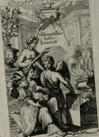 An illustration from Triumphus amoris, de cunctis universi hujus incolis actus, emblematibus ac symbolis Latinis, Italicis, Gallicis, Germanicis, oculis exhibitus. : Oder: Die über den gantzen Erd-cräisz triumphirende Liebe, in nachdencklichen Sinn-bildern neben sehr curiosen lateinischen, italianischen, französischen und teutschen Bey-sprüchen auch kurtzweiligen Versen fürgestellet (1695)