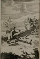 An illustration from Triumphus amoris, de cunctis universi hujus incolis actus, emblematibus ac symbolis Latinis, Italicis, Gallicis, Germanicis, oculis exhibitus. : Oder: Die über den gantzen Erd-cräisz triumphirende Liebe, in nachdencklichen Sinn-bildern neben sehr curiosen lateinischen, italianischen, französischen und teutschen Bey-sprüchen auch kurtzweiligen Versen fürgestellet (1695)