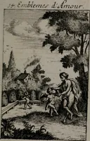 An illustration from Triumphus amoris, de cunctis universi hujus incolis actus, emblematibus ac symbolis Latinis, Italicis, Gallicis, Germanicis, oculis exhibitus. : Oder: Die über den gantzen Erd-cräisz triumphirende Liebe, in nachdencklichen Sinn-bildern neben sehr curiosen lateinischen, italianischen, französischen und teutschen Bey-sprüchen auch kurtzweiligen Versen fürgestellet (1695)