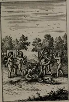 An illustration from Triumphus amoris, de cunctis universi hujus incolis actus, emblematibus ac symbolis Latinis, Italicis, Gallicis, Germanicis, oculis exhibitus. : Oder: Die über den gantzen Erd-cräisz triumphirende Liebe, in nachdencklichen Sinn-bildern neben sehr curiosen lateinischen, italianischen, französischen und teutschen Bey-sprüchen auch kurtzweiligen Versen fürgestellet (1695)