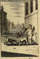 An illustration from Triumphus amoris, de cunctis universi hujus incolis actus, emblematibus ac symbolis Latinis, Italicis, Gallicis, Germanicis, oculis exhibitus. : Oder: Die über den gantzen Erd-cräisz triumphirende Liebe, in nachdencklichen Sinn-bildern neben sehr curiosen lateinischen, italianischen, französischen und teutschen Bey-sprüchen auch kurtzweiligen Versen fürgestellet (1695)